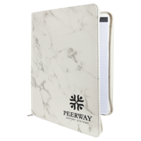 Picture of GFT886 - 9 1/2" x 12" White Marble with Zipper Leatherette Portfolio with Notepa