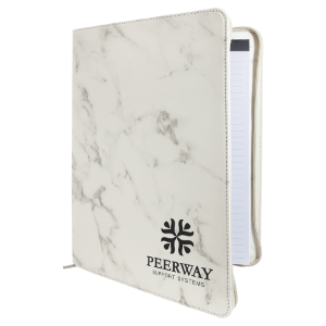 Picture of GFT886 - 9 1/2" x 12" White Marble with Zipper Leatherette Portfolio with Notepa
